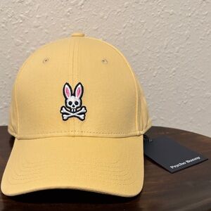 Psycho Bunny Pastel Yellow Cap with Embroidered Skull Bunny